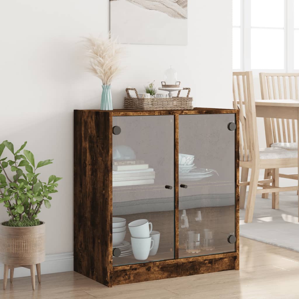 Side Cabinet With Glass Doors 68X37X75.5 Cm
