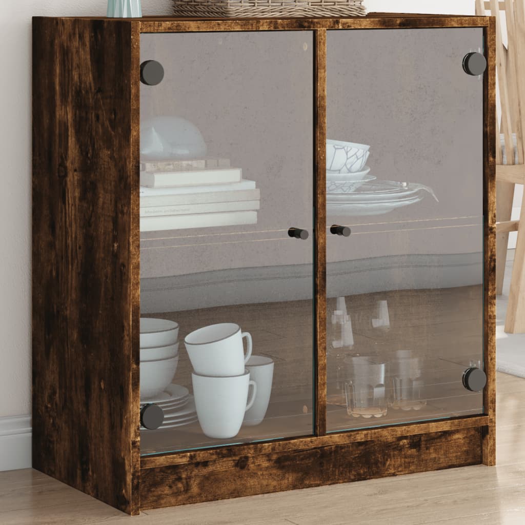 Side Cabinet With Glass Doors 68X37X75.5 Cm