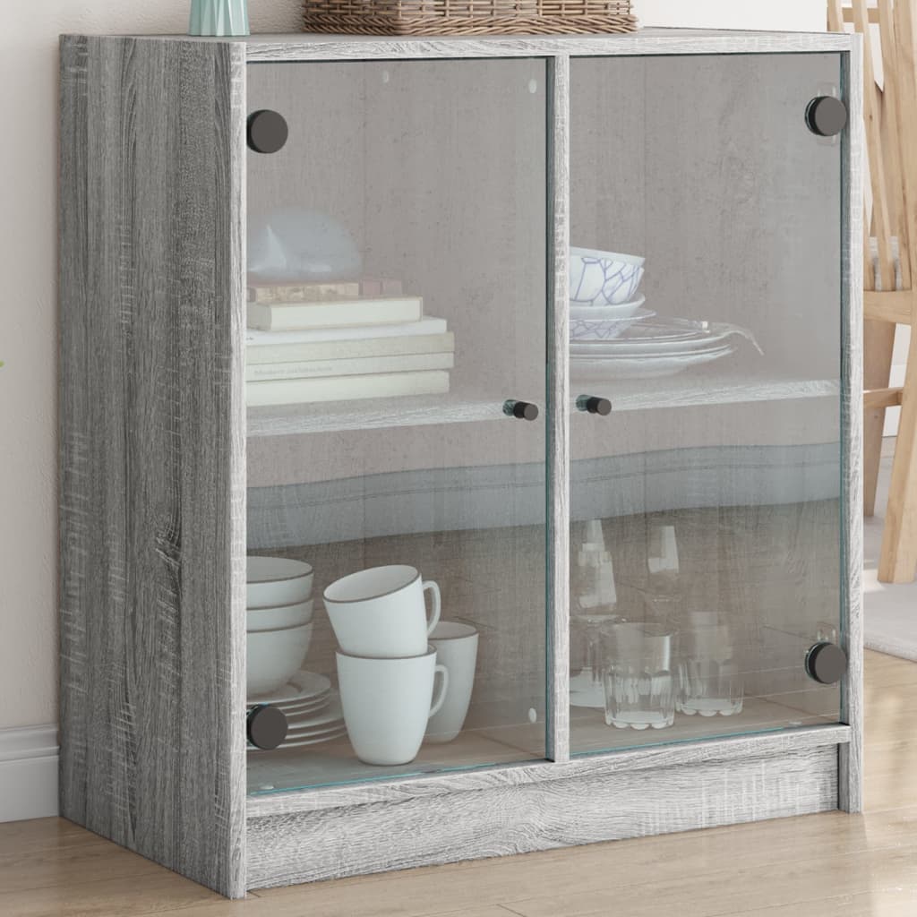 Side Cabinet With Glass Doors 68X37X75.5 Cm