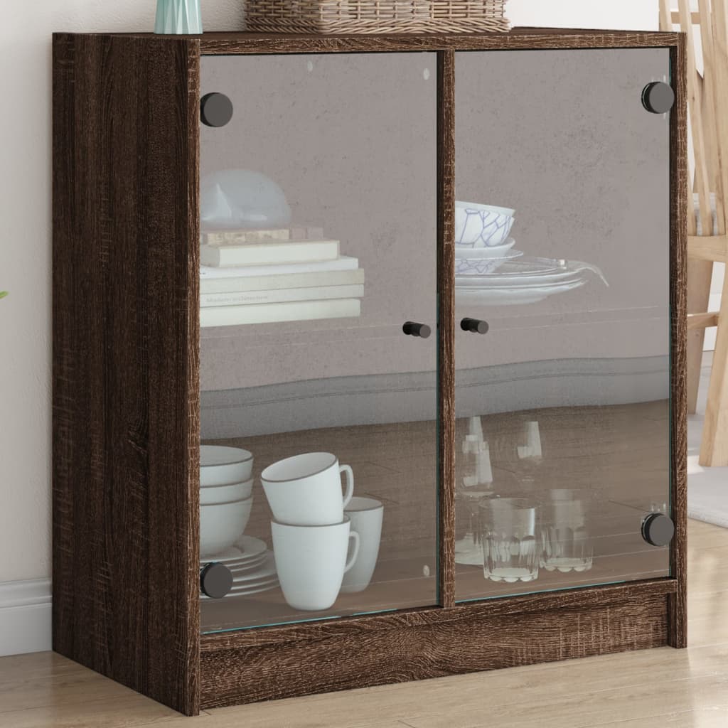 Side Cabinet With Glass Doors 68X37X75.5 Cm