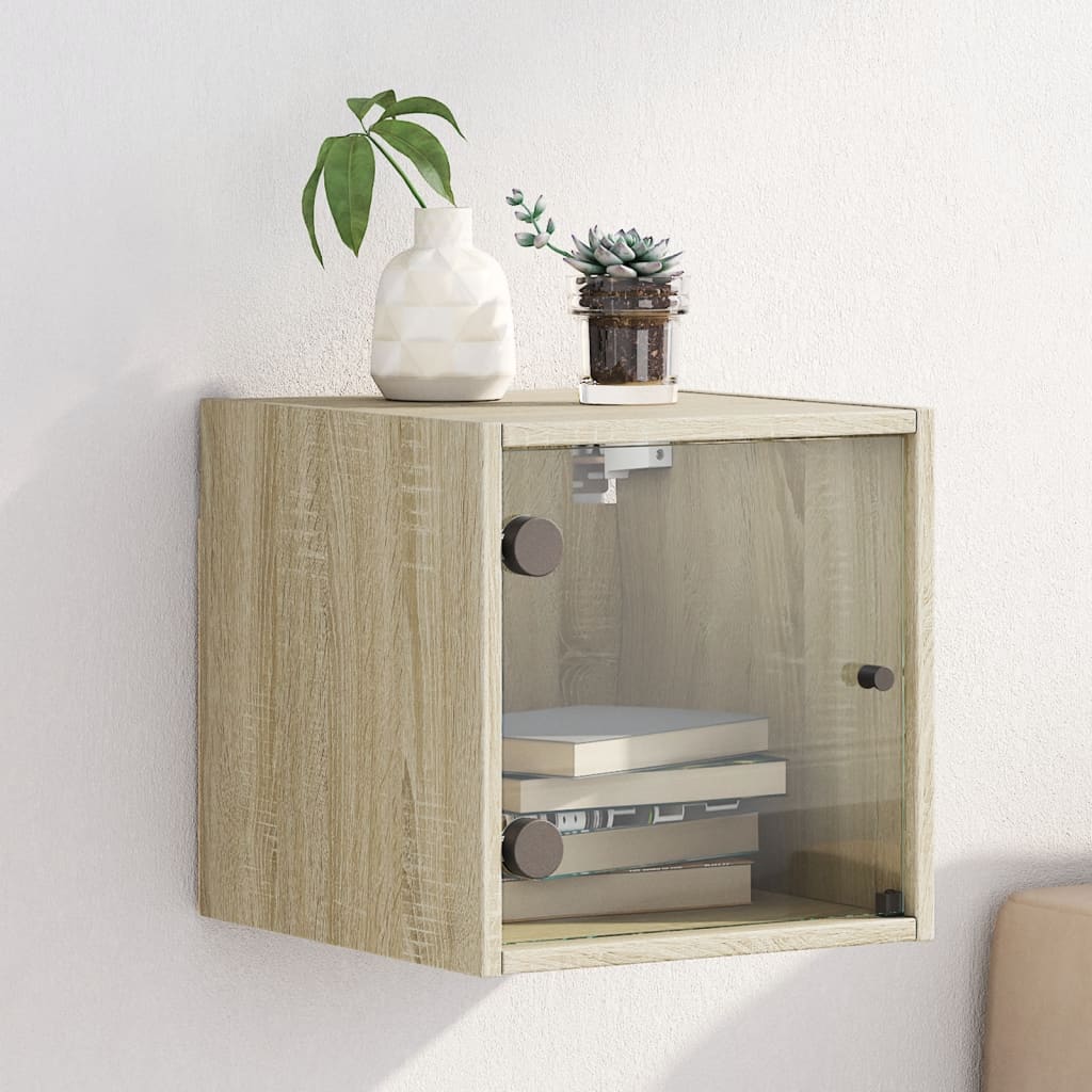 Bedside Cabinet With Glass Door 35X37X35 Cm