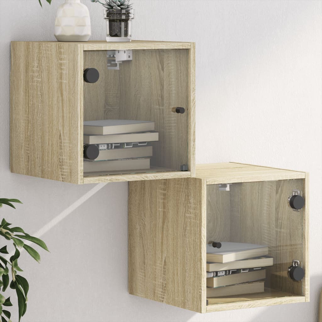 Bedside Cabinet With Glass Door 35X37X35 Cm