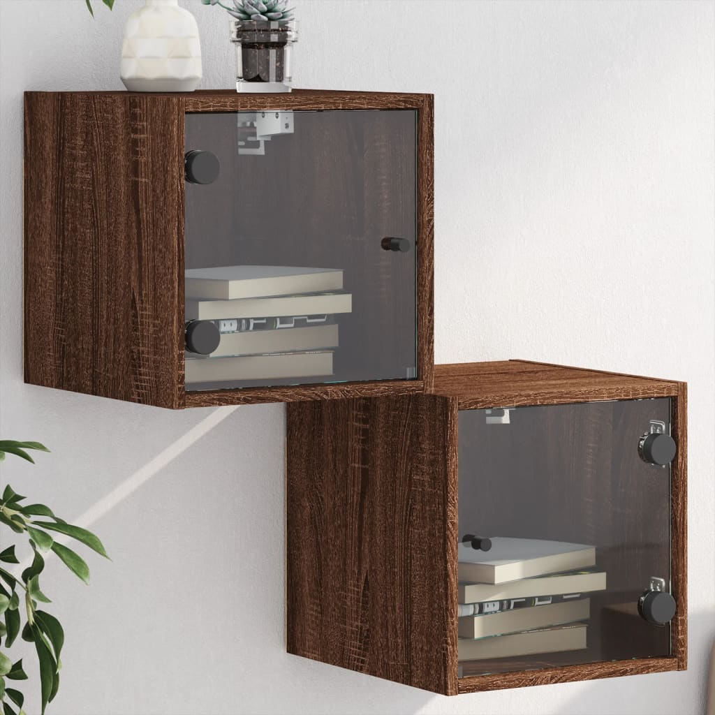 Bedside Cabinet With Glass Door 35X37X35 Cm