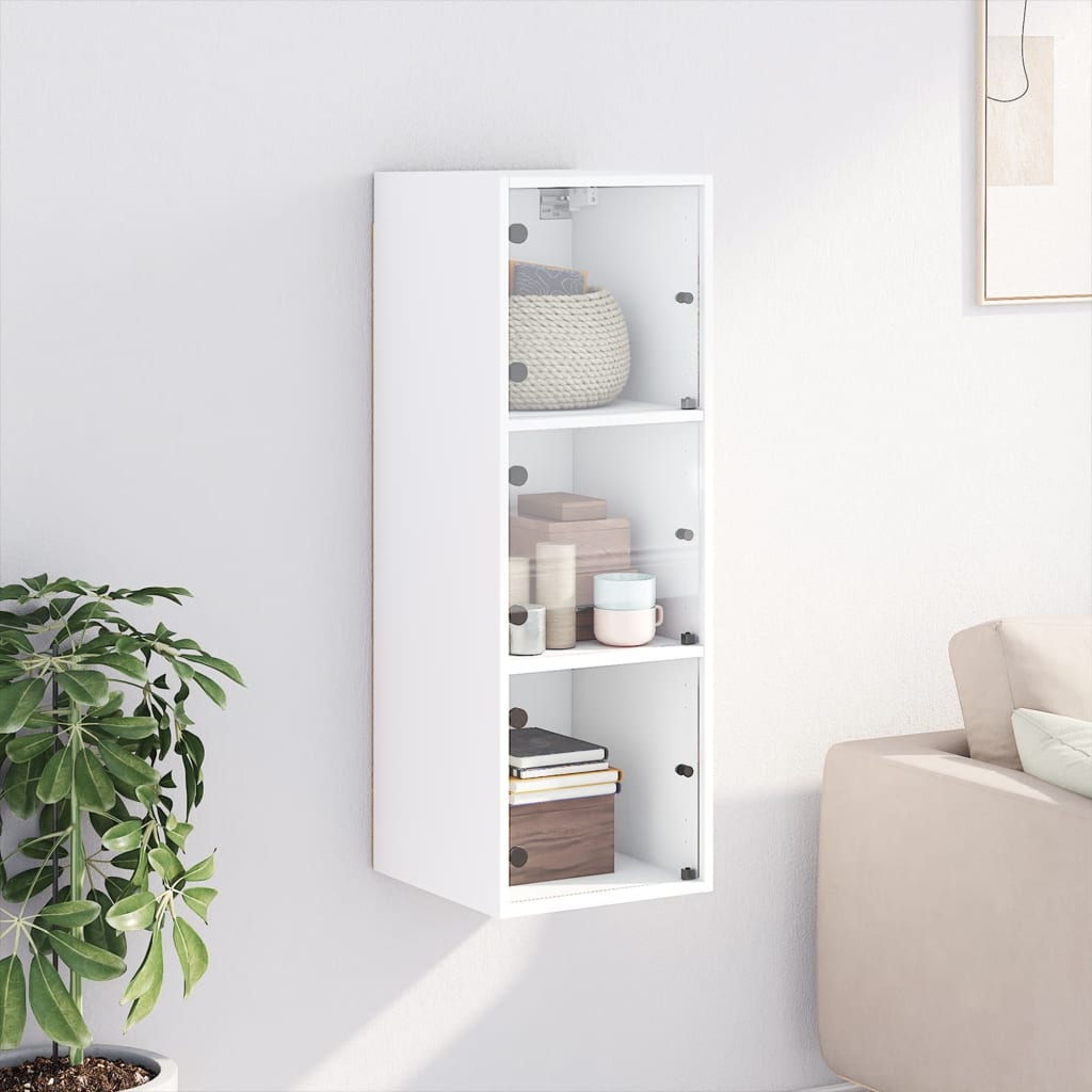 Wall Cabinet With Glass Doors 35X37X100 Cm