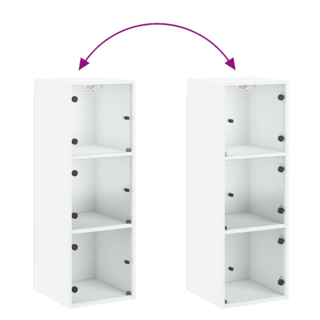 Wall Cabinet With Glass Doors 35X37X100 Cm