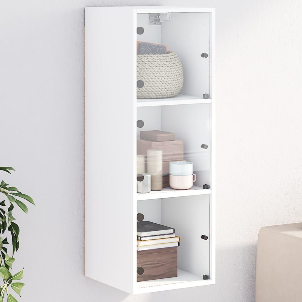 Wall Cabinet With Glass Doors 35X37X100 Cm