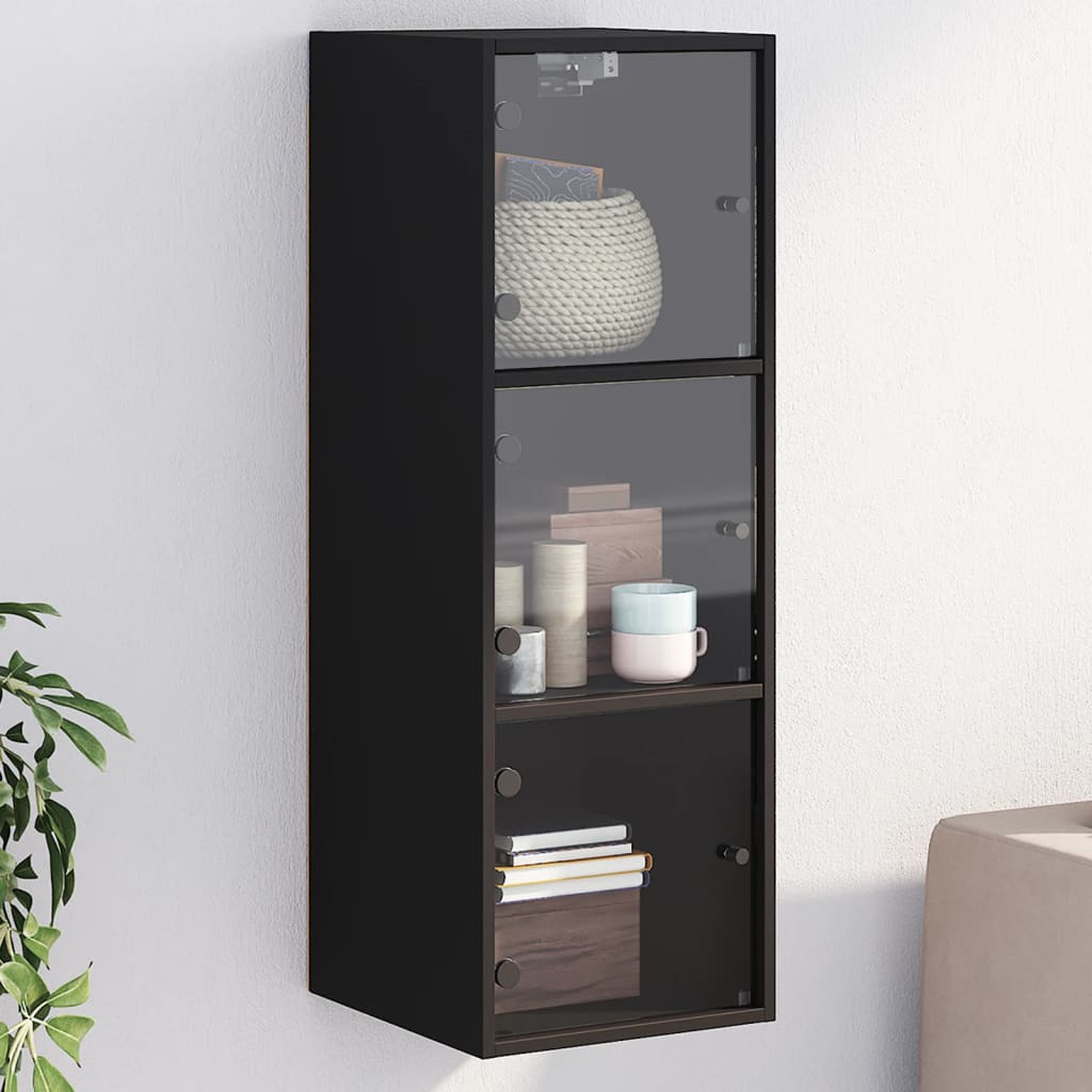 Wall Cabinet With Glass Doors 35X37X100 Cm