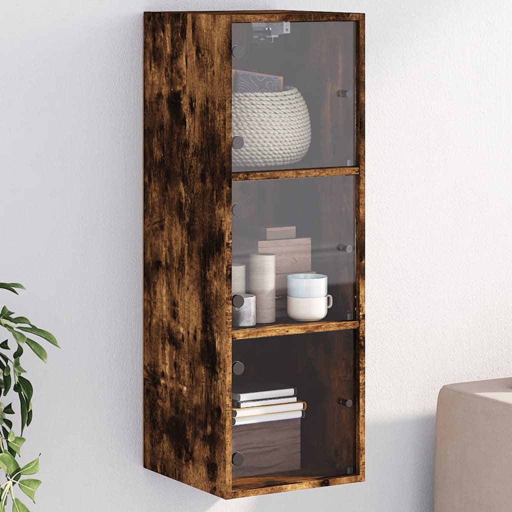 Wall Cabinet With Glass Doors 35X37X100 Cm