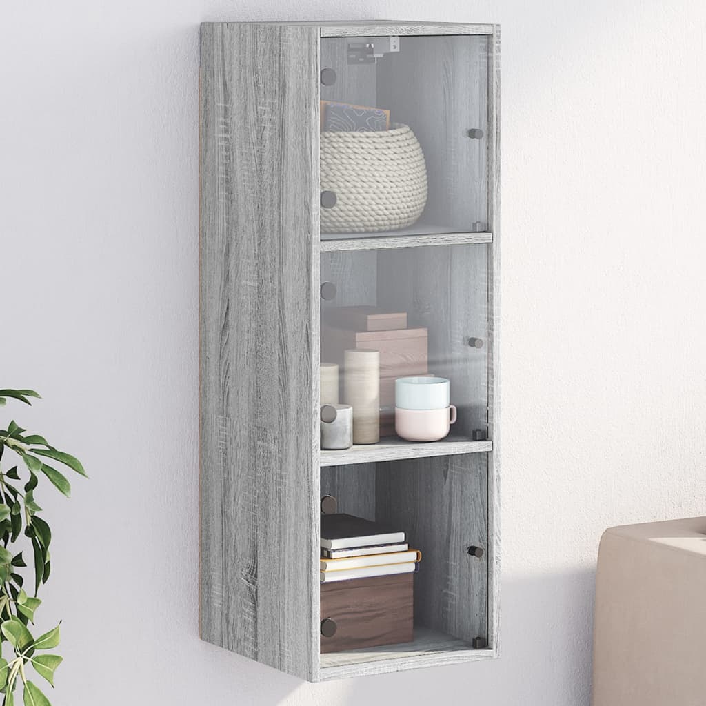 Wall Cabinet With Glass Doors 35X37X100 Cm