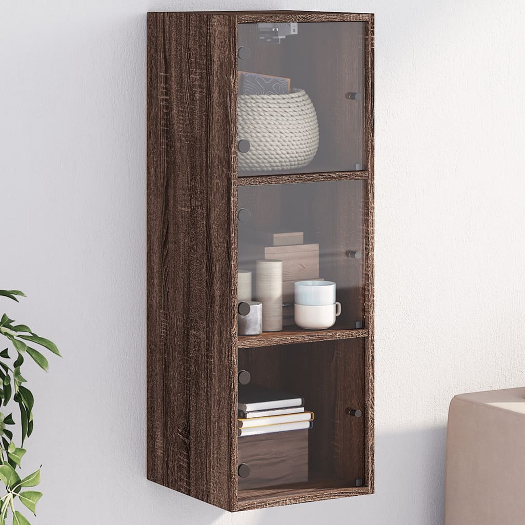Wall Cabinet With Glass Doors 35X37X100 Cm