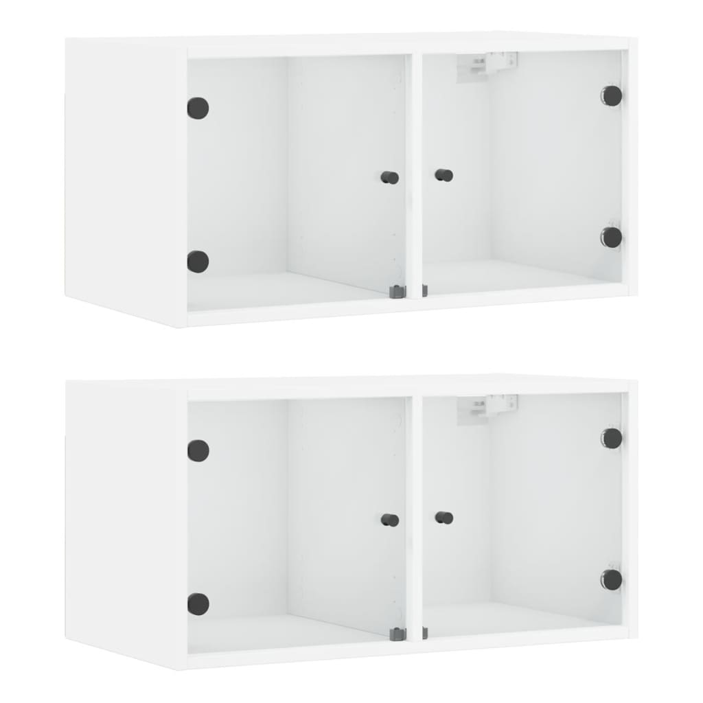 Wall Cabinets With Glass Doors 2 Pcs 68.5X37X35 Cm