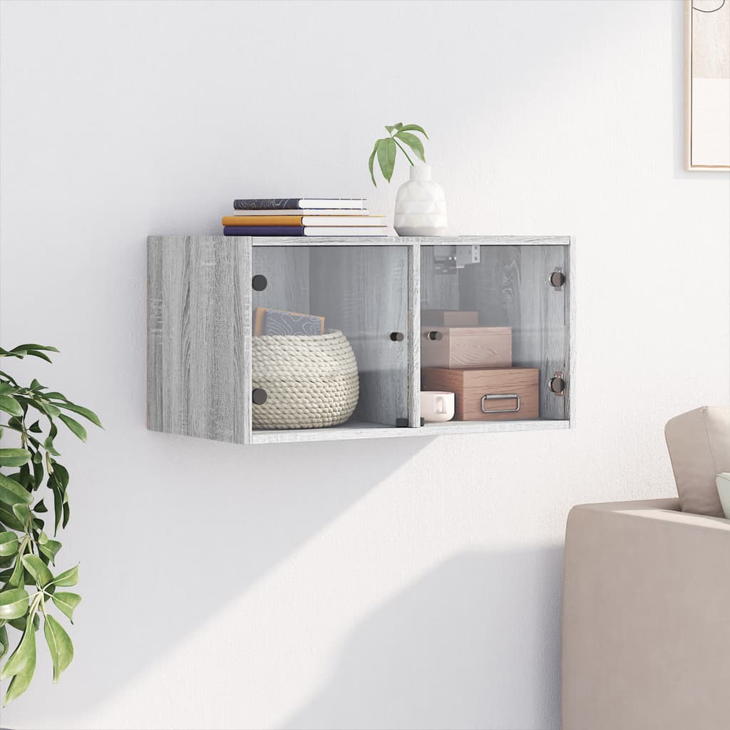Wall Cabinet With Glass Doors 68.5X37X35 Cm