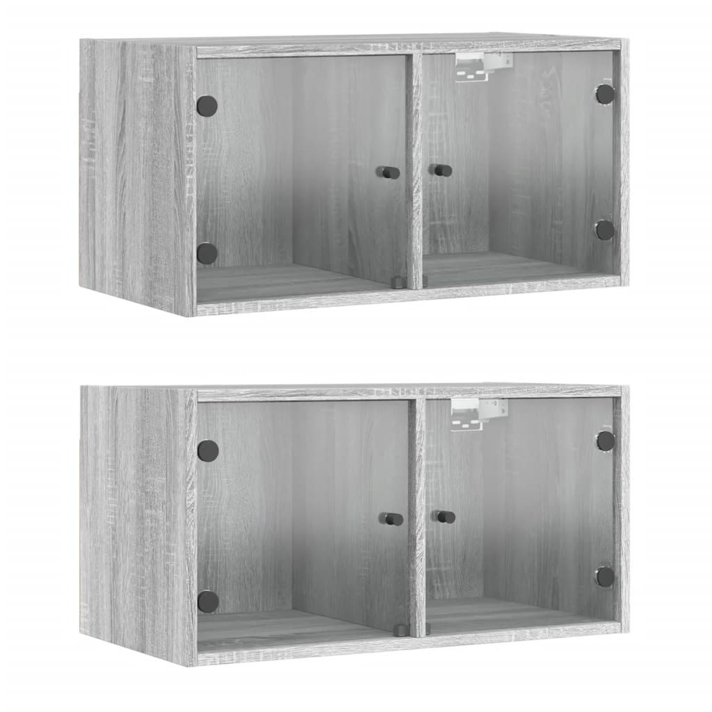 Wall Cabinets With Glass Doors 2 Pcs 68.5X37X35 Cm