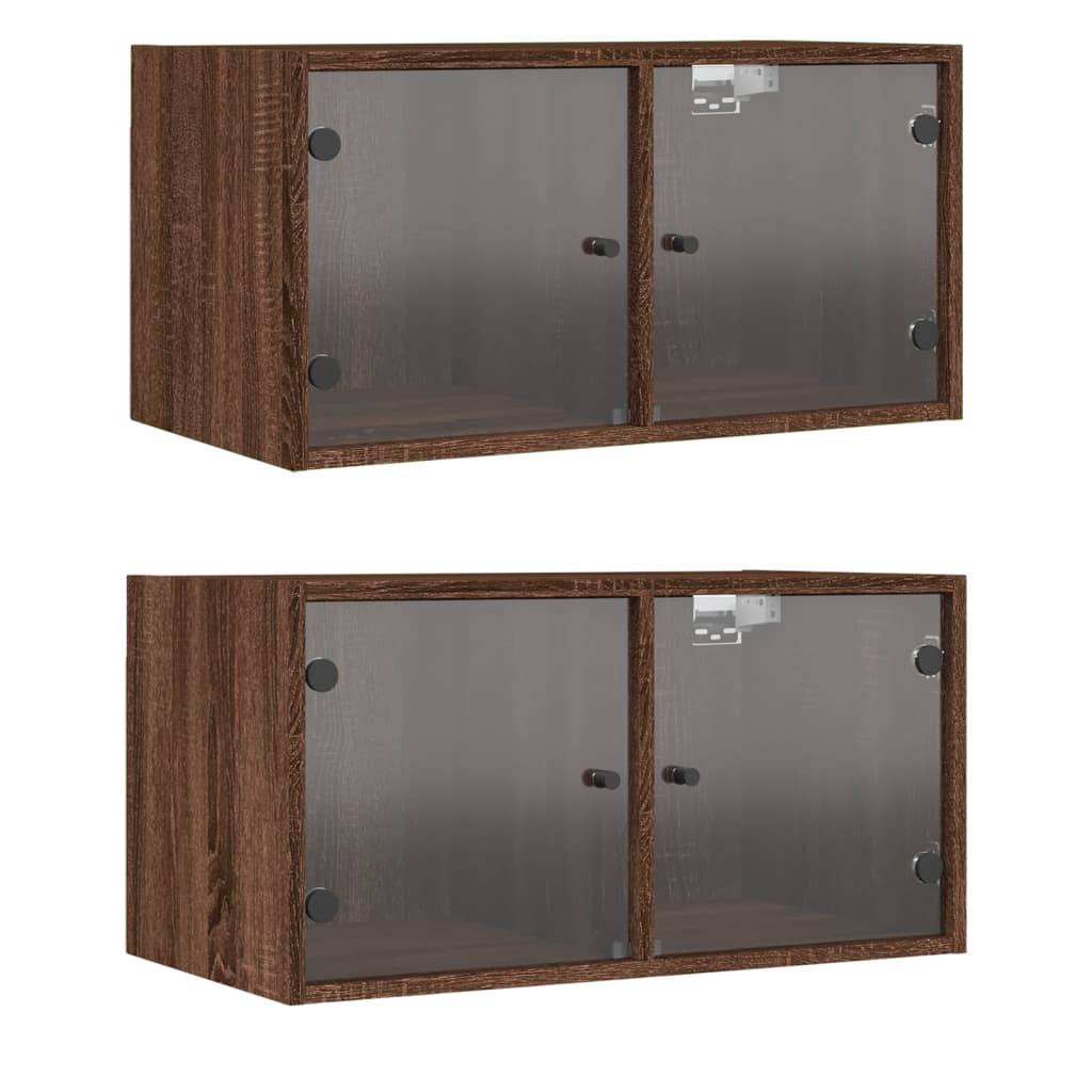 Wall Cabinets With Glass Doors 2 Pcs 68.5X37X35 Cm