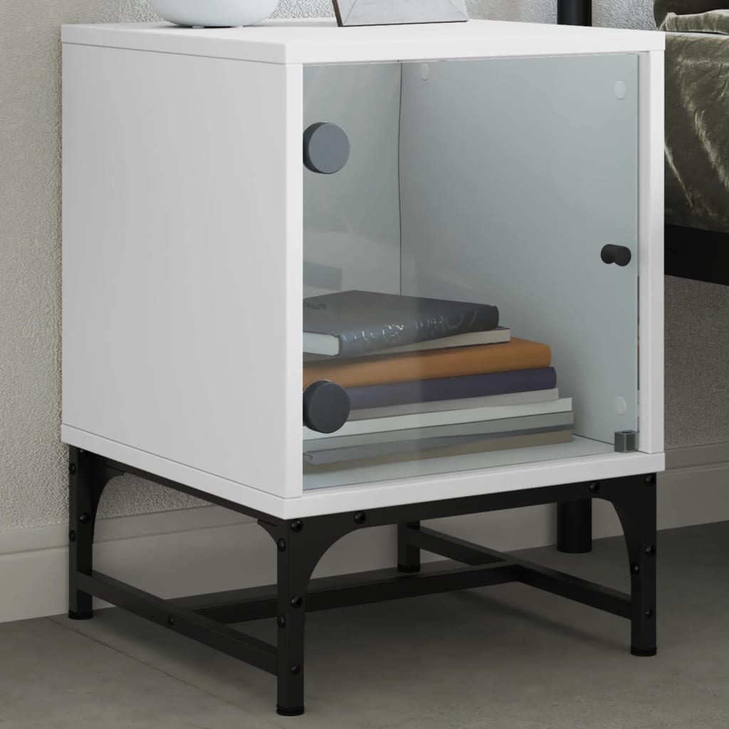 Bedside Cabinet With Glass Door 35X37X50 Cm