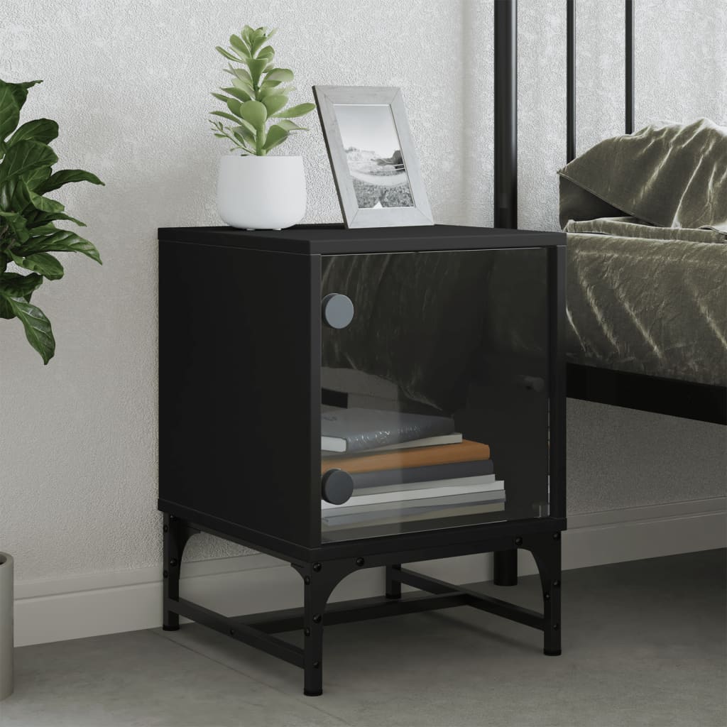 Bedside Cabinet With Glass Door 35X37X50 Cm