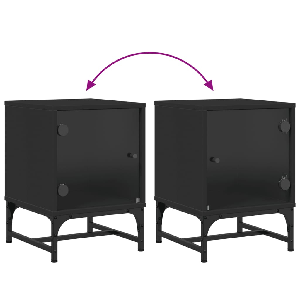 Bedside Cabinet With Glass Door 35X37X50 Cm