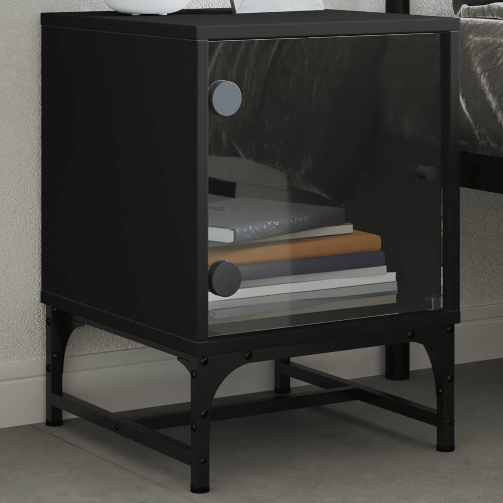 Bedside Cabinet With Glass Door 35X37X50 Cm
