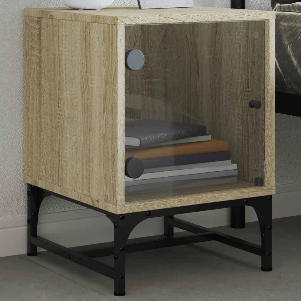 Bedside Cabinet With Glass Door 35X37X50 Cm
