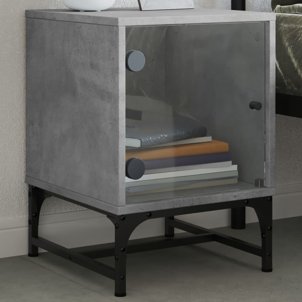 Bedside Cabinet With Glass Door 35X37X50 Cm