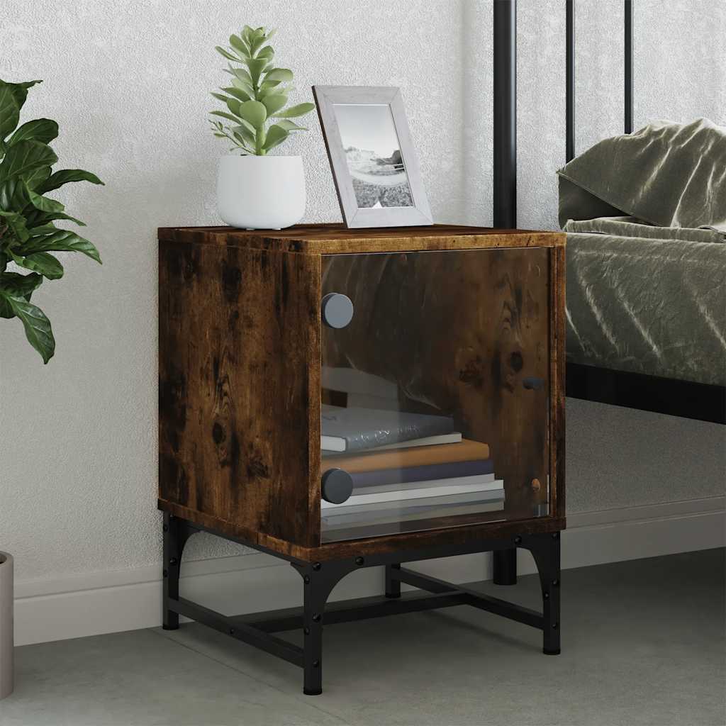 Bedside Cabinet With Glass Door 35X37X50 Cm