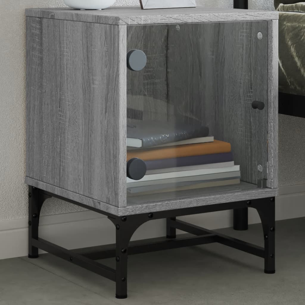 Bedside Cabinet With Glass Door 35X37X50 Cm