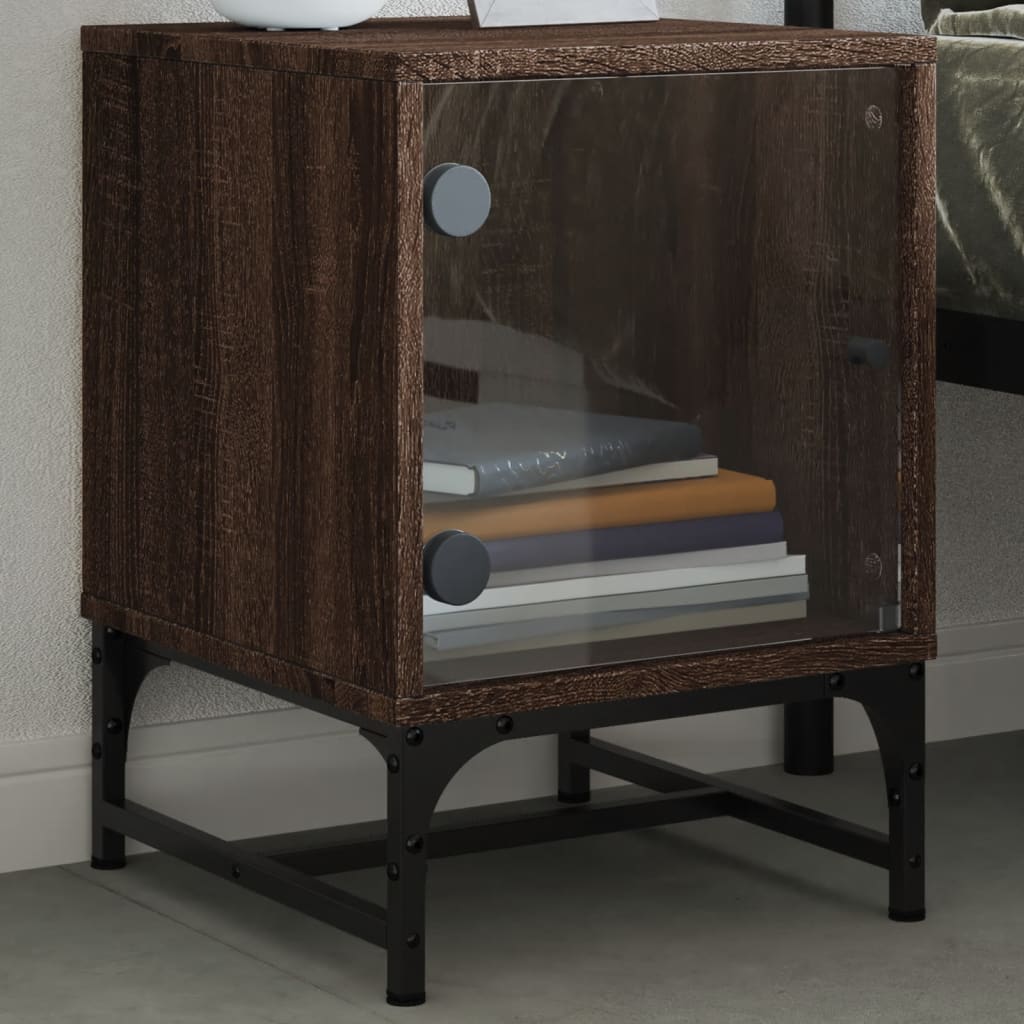 Bedside Cabinet With Glass Door 35X37X50 Cm