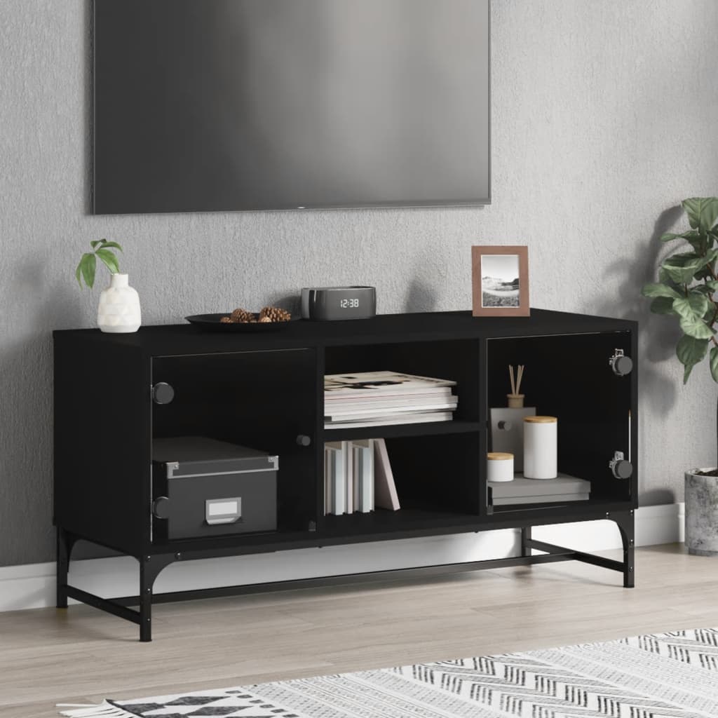 Tv Cabinet With Glass Doors 102X37X50 Cm