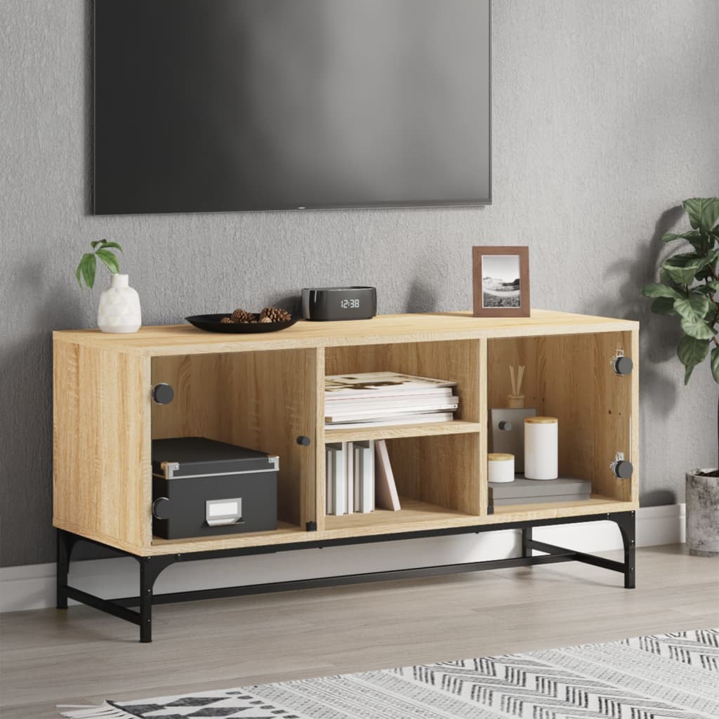 Tv Cabinet With Glass Doors 102X37X50 Cm