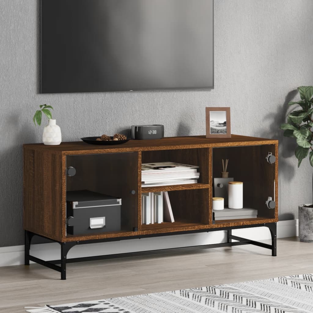 Tv Cabinet With Glass Doors 102X37X50 Cm
