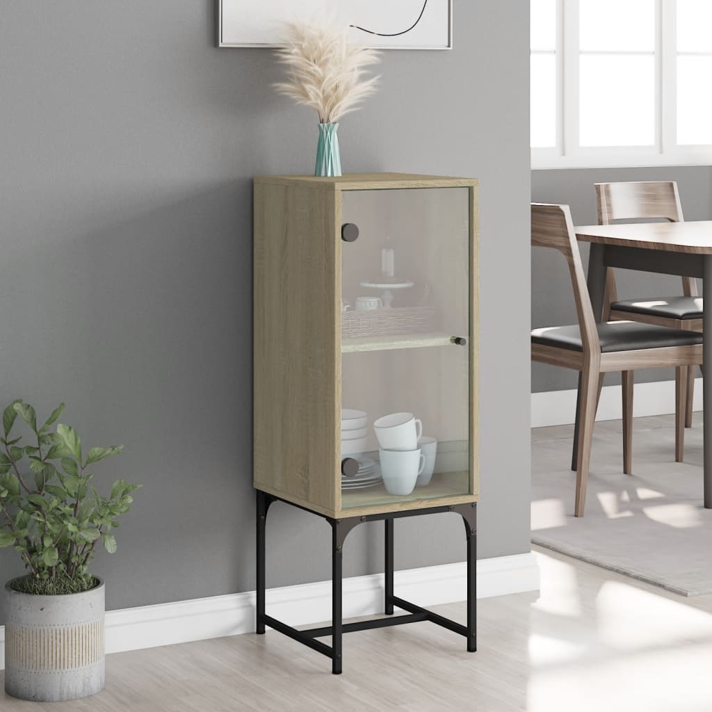 Side Cabinet With Glass Doors 35X37X100 Cm