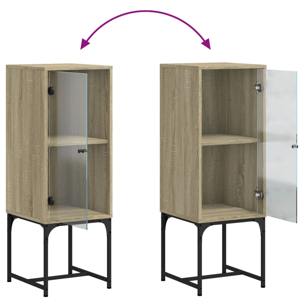 Side Cabinet With Glass Doors 35X37X100 Cm
