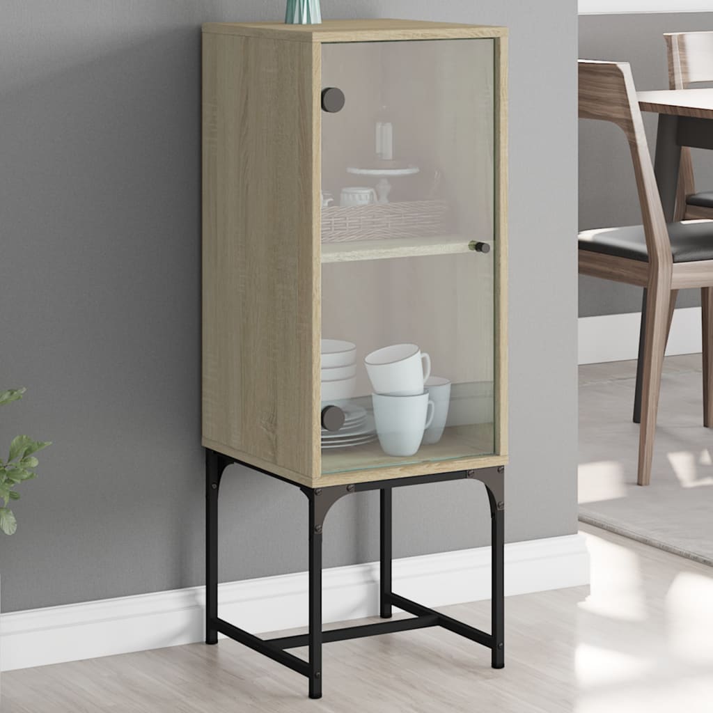 Side Cabinet With Glass Doors 35X37X100 Cm