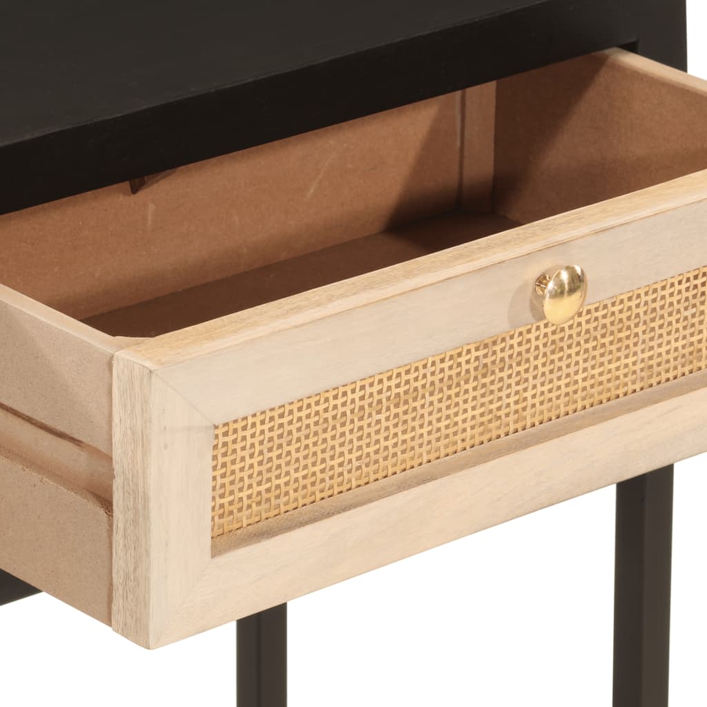 Console Table Black Solid Wood Mango And Iron