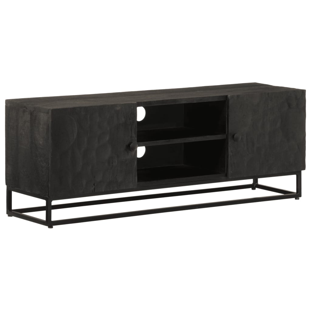 Console Table Black Solid Wood Mango And Iron