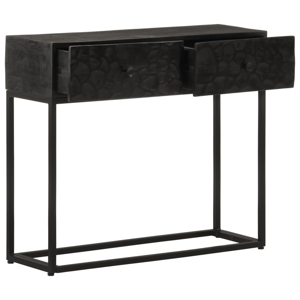 Console Table Black Solid Wood Mango And Iron