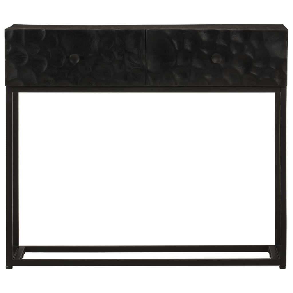 Console Table Black Solid Wood Mango And Iron