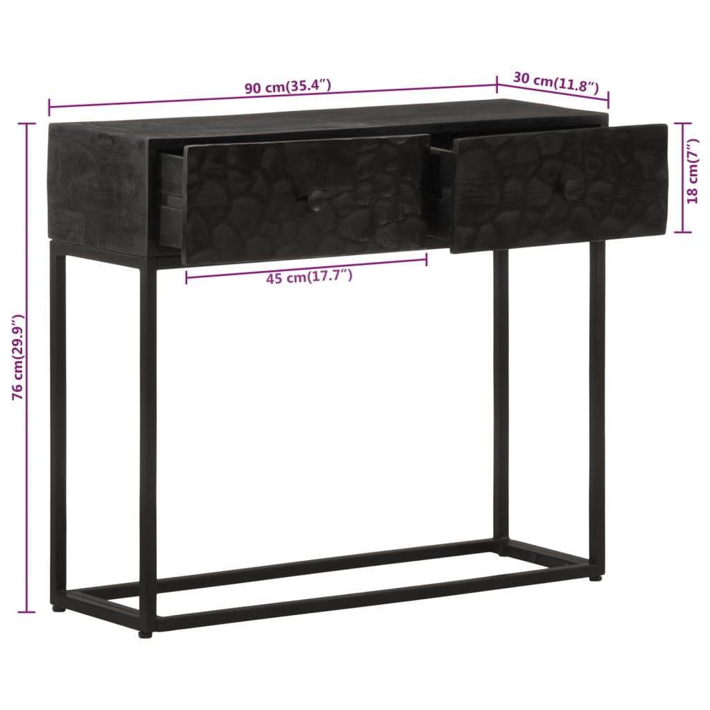 Console Table Black Solid Wood Mango And Iron