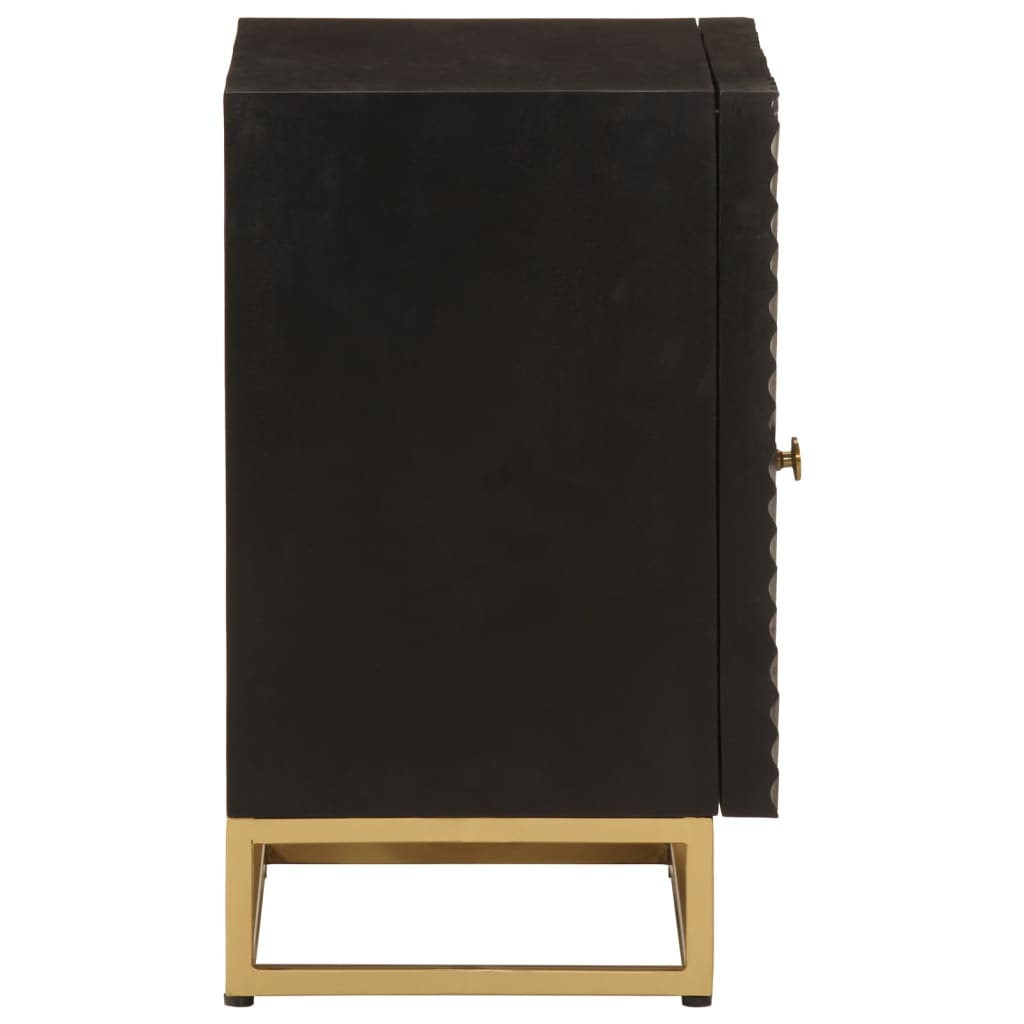 Bedside Cabinet Black Solid Wood Mango And Iron