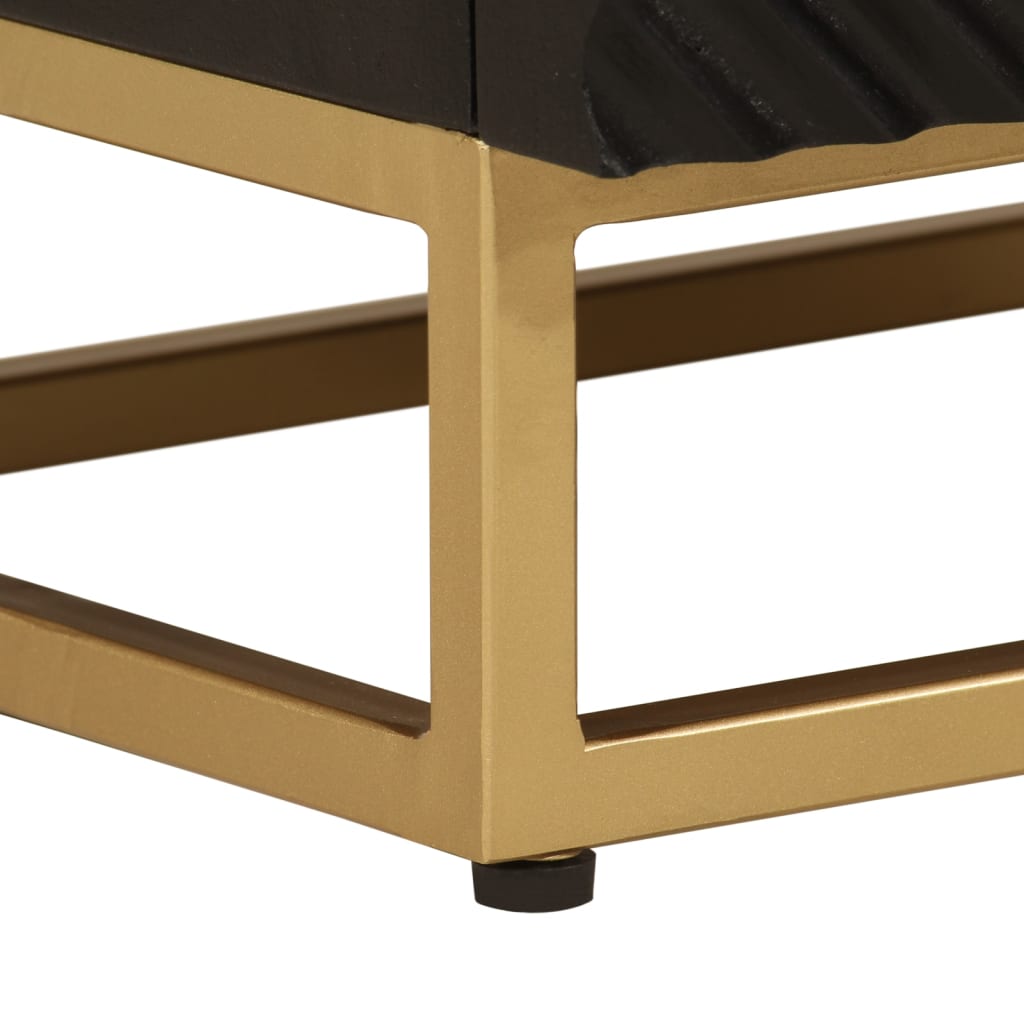 Bedside Cabinet Black Solid Wood Mango And Iron