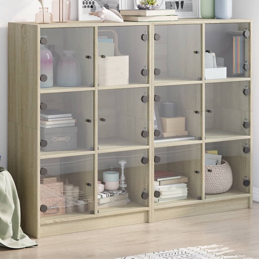 Bookcase With Doors 136X37X109 Cm Engineered Wood