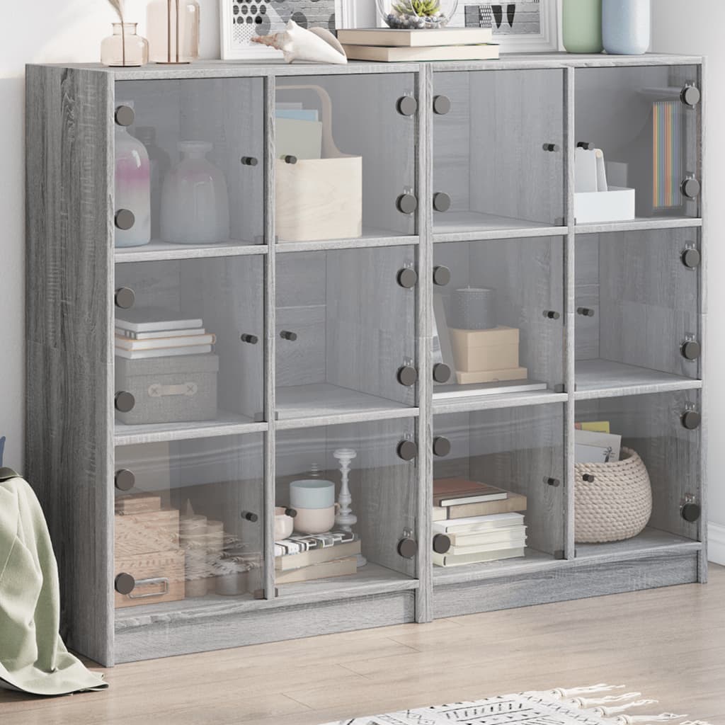 Bookcase With Doors 136X37X109 Cm Engineered Wood