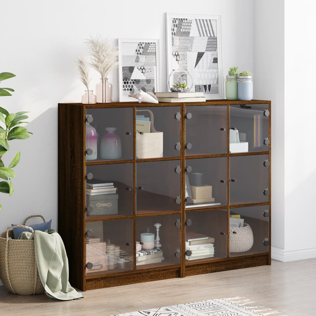 Bookcase With Doors 136X37X109 Cm Engineered Wood