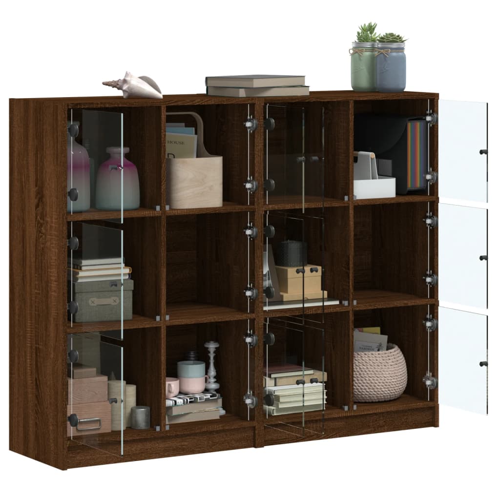 Bookcase With Doors 136X37X109 Cm Engineered Wood