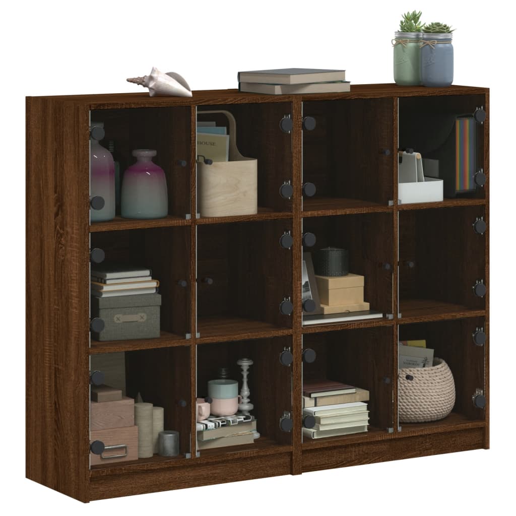 Bookcase With Doors 136X37X109 Cm Engineered Wood