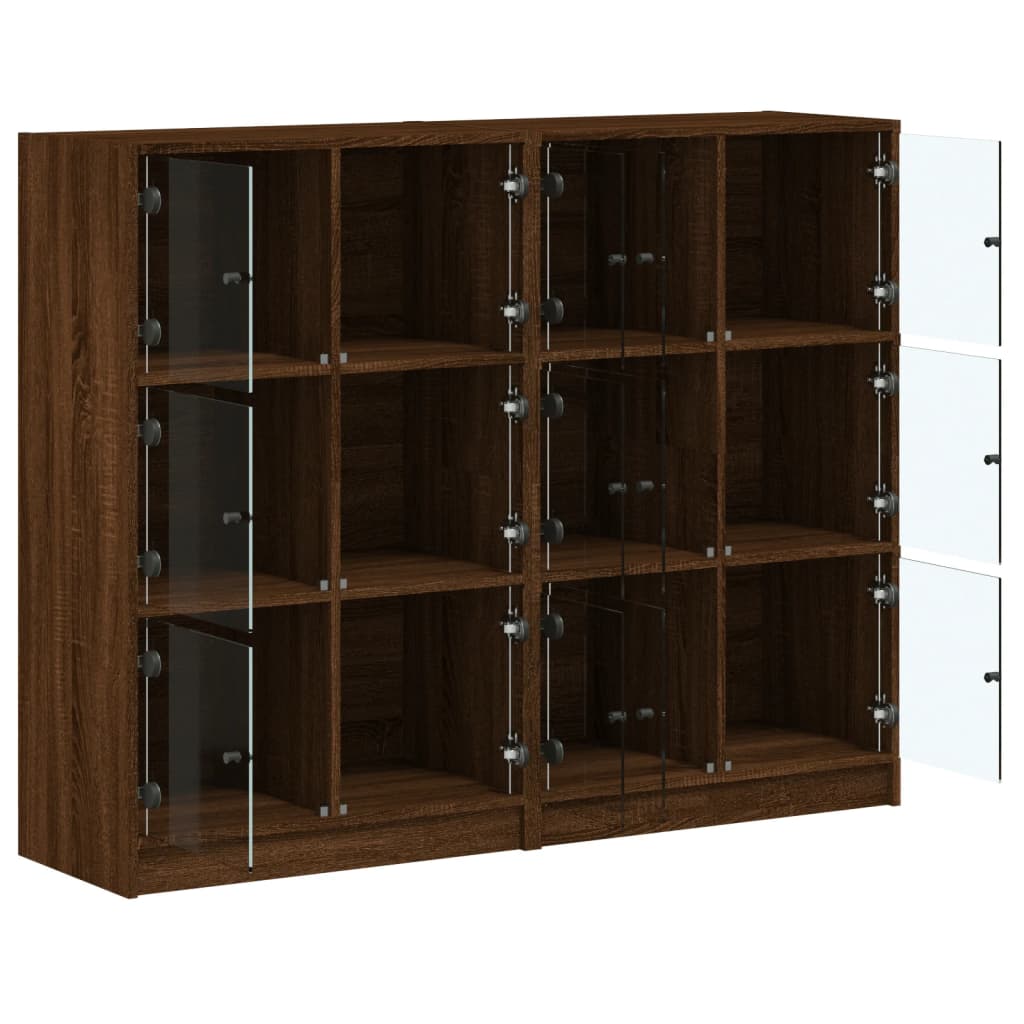 Bookcase With Doors 136X37X109 Cm Engineered Wood