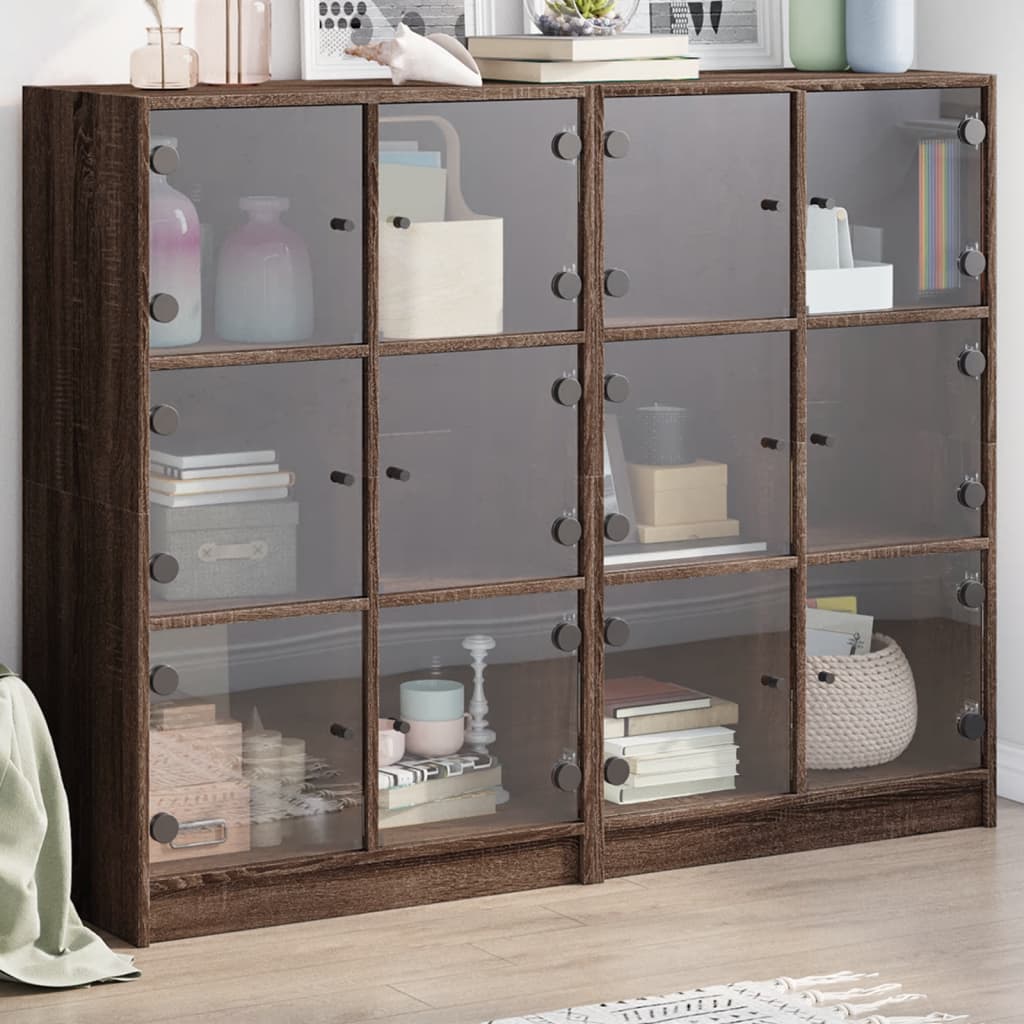 Bookcase With Doors 136X37X109 Cm Engineered Wood