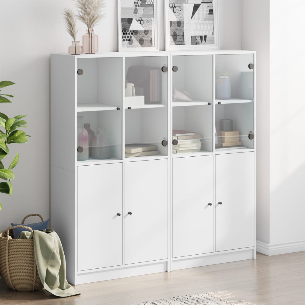 Bookcase With Doors 136X37X142 Cm Engineered Wood