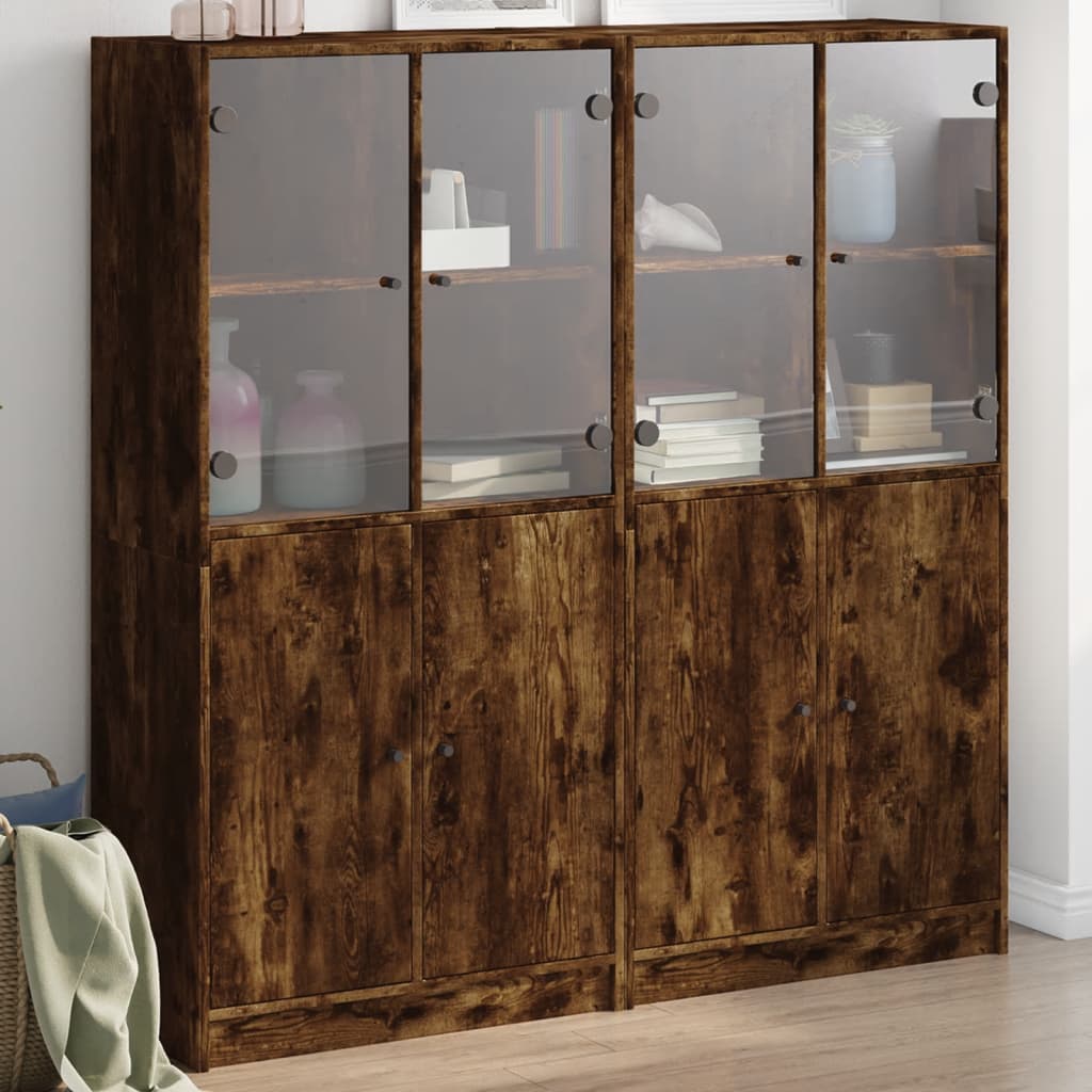 Bookcase With Doors 136X37X142 Cm Engineered Wood