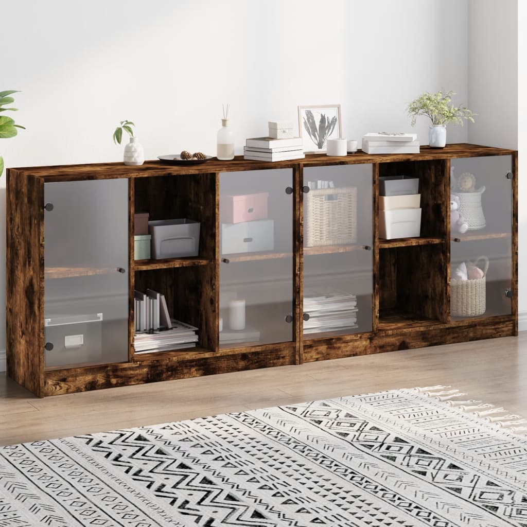 Bookcase With Doors 204X37X75 Cm Engineered Wood